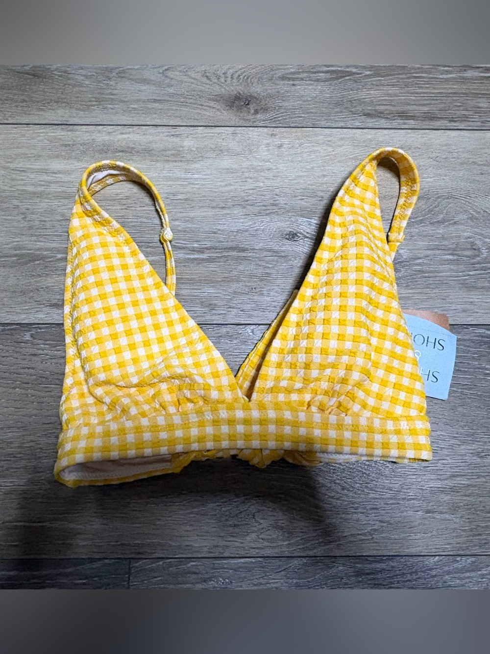 Shade and Shore Women’s Yellow and white gingham bikini top S New with Tags